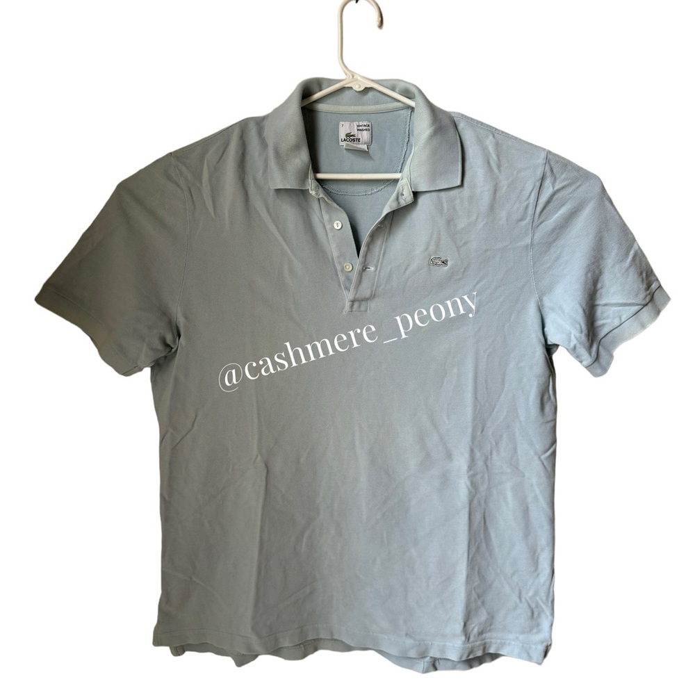 Lacoste Light Blue Vintage Washed Polo Shirt Size 7 Or Xxl